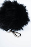 Black  Real Fox Fur Pom Pom Keychain - Handmade Fur Ball Keyrings For Car or House Keys & Bags | Women Accessories For Birthdays Gift