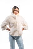 Real Mink Fur White Thick Coat - Handmade Warm & Comfortable Genuine Fur Long Sleeves Jackets | Women's Winter or Autumn Clothing Attire