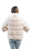 Real Mink Fur White Thick Coat - Handmade Warm & Comfortable Genuine Fur Long Sleeves Jackets | Women's Winter or Autumn Clothing Attire