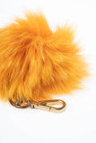 Orange Real Fox Fur Pom Pom Keychain - Handmade Fur Ball Keyrings For Car or House Keys & Bags | Women Accessories For Birthdays Gift