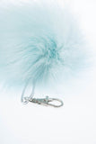 Blue Real Fox Fur Pom Pom Keychain - Handmade Fur Ball Keyrings For Car or House Keys & Bags | Women Accessories For Birthdays Gift