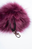 Fuchsia Real Fox Fur Pom Pom Keychain - Handmade Fur Ball Keyrings For Car or House Keys & Bags | Women Accessories For Birthdays Gift