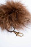 Fur Keychain Pom Pom| Real fox fur | Handmade Brown