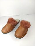 Fur Slippers for Women Brown, Genuine Leather, Sheepskin