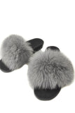 Fur slides, fur slippers, fox fur slides, fluffy slides