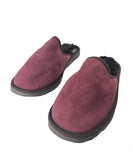 Fur Slippers for Men Bordo, Genuine Leather, Sheepskin