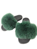 Fur slides, fur slippers, fox fur slides, fluffy slides