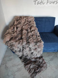 Real Fox Fur Blanket Throw • Housewarming Gift Sofa Cover n Bedspread •  Handmade Genuine Fur