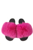 Fur slides, fur slippers, fox fur slides, fluffy slides