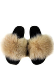 Fur slides, fur slides for women, fox fur slides, Fur keychain FREE Gift