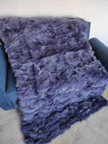 Real Purple Fox Fur Blanket Throw • Housewarming Gift Sofa Cover n Bedspread •  Handmade Genuine Fur