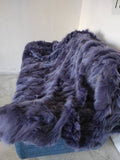 Real Purple Fox Fur Blanket Throw • Housewarming Gift Sofa Cover n Bedspread •  Handmade Genuine Fur