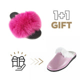 Fur slides, fur slides for women, fox fur slides, Fur Slippers FREE Gift