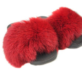 Fur slides, fur slides for women, fox fur slides, Fur keychain FREE Gift