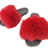 Fur slides, fur slides for women, fox fur slides, Fur keychain FREE Gift