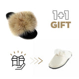 Fur slides, fur slides for women, fox fur slides, Fur Slippers FREE Gift