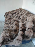 Real Fox Fur Blanket Throw • Housewarming Gift Sofa Cover n Bedspread •  Handmade Genuine Fur