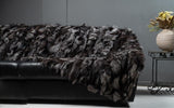 Real Silver Fox Fur Blanket Throw • Housewarming Gift Sofa Cover n Bedspread •  Handmade Genuine Fur