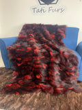 Real Black Red Fox Fur Blanket Throw • Housewarming Gift Sofa Cover n Bedspread •  Handmade Genuine Fur