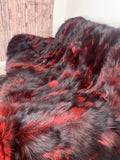 Real Black Red Fox Fur Blanket Throw • Housewarming Gift Sofa Cover n Bedspread •  Handmade Genuine Fur