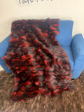 Real Black Red Fox Fur Blanket Throw • Housewarming Gift Sofa Cover n Bedspread •  Handmade Genuine Fur