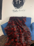 Real Black Red Fox Fur Blanket Throw • Housewarming Gift Sofa Cover n Bedspread •  Handmade Genuine Fur