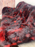 Real Black Red Fox Fur Blanket Throw • Housewarming Gift Sofa Cover n Bedspread •  Handmade Genuine Fur