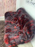 Real Black Red Fox Fur Blanket Throw • Housewarming Gift Sofa Cover n Bedspread •  Handmade Genuine Fur