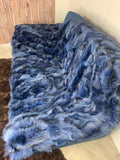 Real Blue Fox Fur Blanket Throw • Housewarming Gift Sofa Cover n Bedspread •  Handmade Genuine Fur