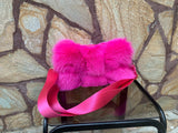 Real Fuchsia Fox Fur Bag • Luxury Genuine Fur Shoulder Bag • Gift for her • Vintage Fur Accessorie