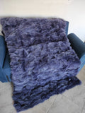 Real Purple Fox Fur Blanket Throw • Housewarming Gift Sofa Cover n Bedspread •  Handmade Genuine Fur